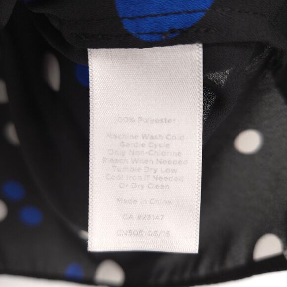 Talbots shall collar V-neck blouse Plus Size 2X black polka dot popover - Picture 7 of 9